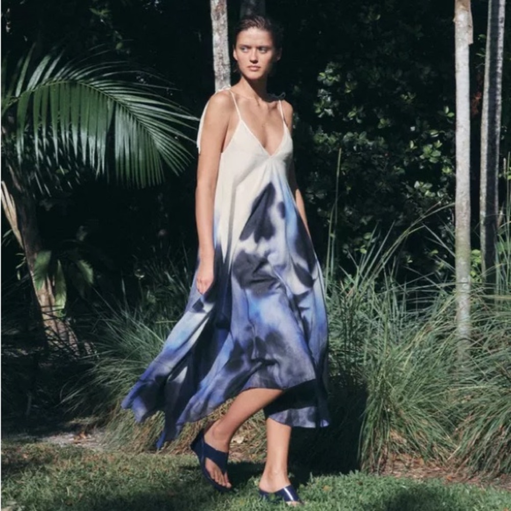Zara Ramie Print Dress ZW Collection